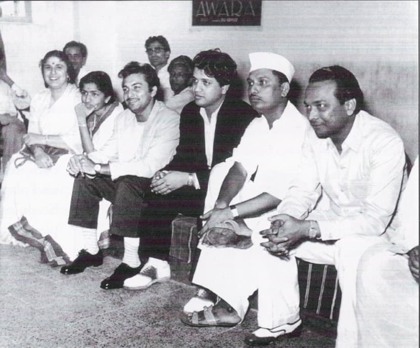 Lata with Saraswati Devi, Madan Mohan, Jaikishan, Anil Biswas and Naushad