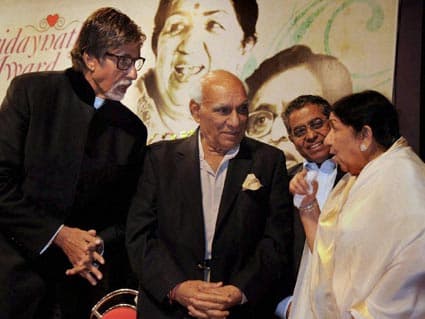 Lata with Amitabh Bachchan and Yash Chopra