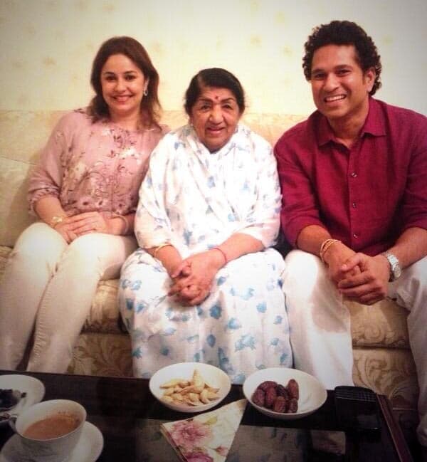 Lata with Tendulkars-Anjali and Sachin