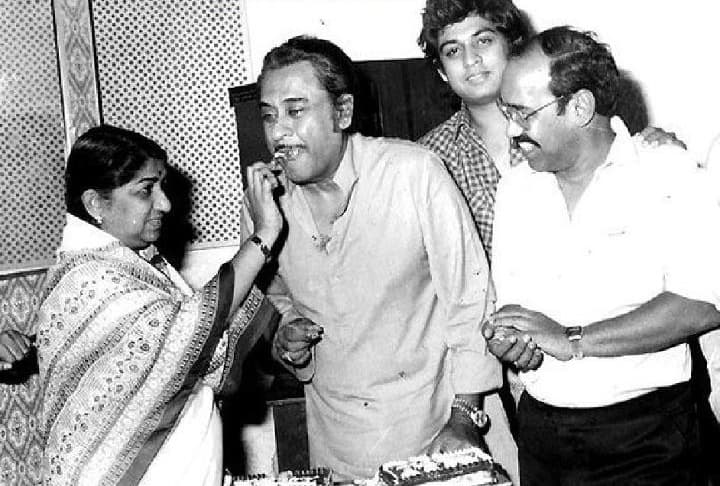 Lata with Kishore Kumar and Amit Kumar