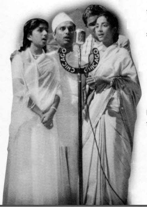Lata with Anil Biswas and Geeta Dutt