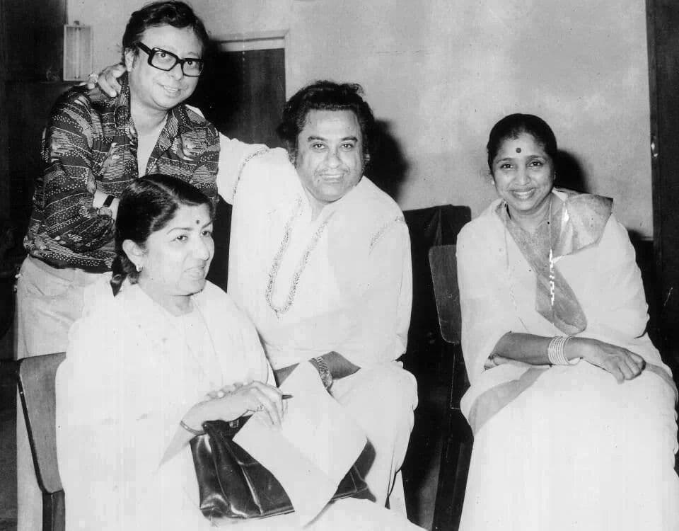 Lata with R.D. Burman, Kishore Kumar and Asha Bhosle