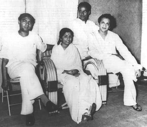 Lata with Ustad Ali Akbar Khan, Pt. Chaturlal and Pt. Ravi Shankar
