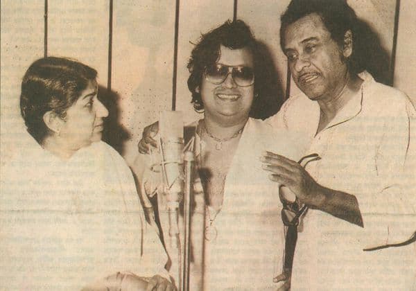 Lata with Bappi Lahiri and Kishore Kumar