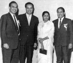 Lata with Talat Mahmood, Mukesh and Mohammed Rafi